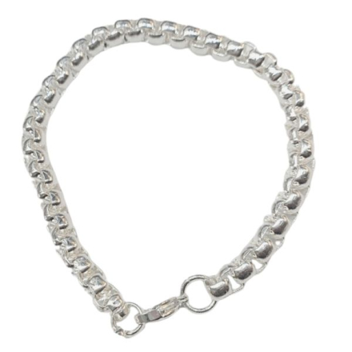 Pulsera Rolo Cuadrada 5mm x 20cm de Acero Blanco