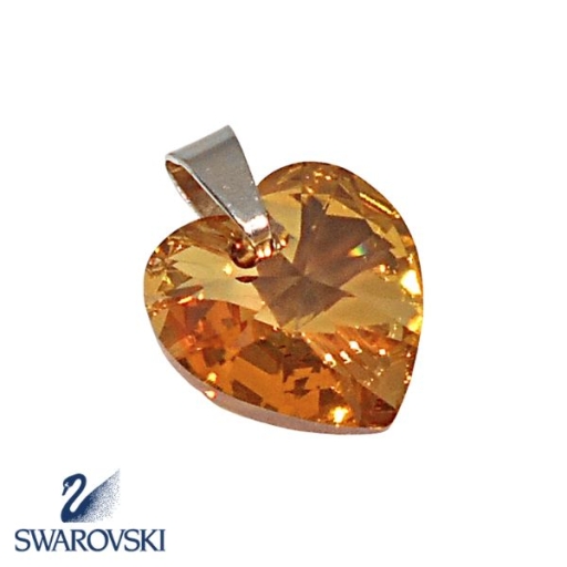 Dije Corazón Amarillo de cristal Swarovski Genuino con drop de Plata Alt: 17mm incl. drop