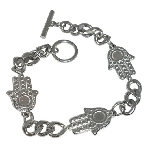 Pulseras con dijes Mano de Fátima de Acero Quirúrgico 20.5cm