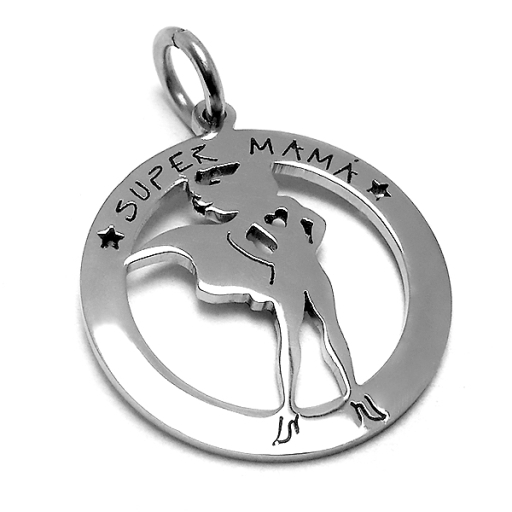 Dije Súper Mamá de acero quirúrgico