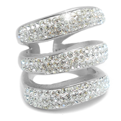 Anillo triple con cubics blancos de acero quirúrgico