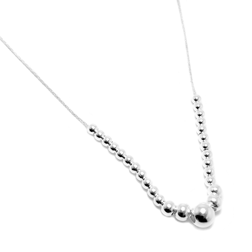 Cadena choker  gargantilla miranda con bolitas en degradé de acero blanco