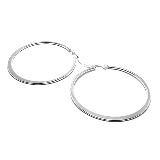 PACK de 3 pares de Aros argolla aplanada 65mm de acero blanco