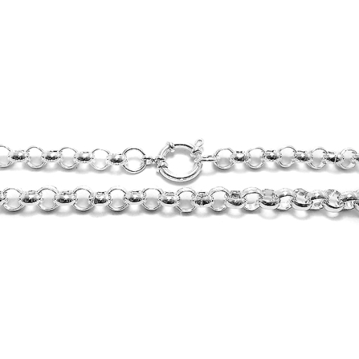 Cadena rolo 6mm 60cm con cierre marinero de acero blanco