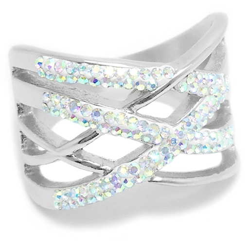 Anillo múltiple entrelazado con cubics tornasol de acero quirúrgico