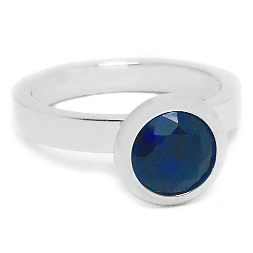 Anillo con piedra facetada azul 10mm de acero quirúrgico