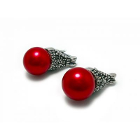 Aros lady di perla roja 8mm de acero quirúrgico PROMOCION