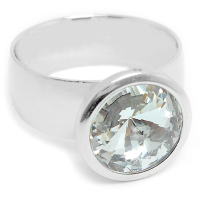 Anillo cono con piedra facetada en punta trasparente de acero quirúrgico