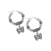 Argolla Bali c/dije mariposa de Acero Blanco 25mm