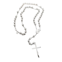 Rosario Medalla Milagrosa 70cm x 8mm de Acero Blanco