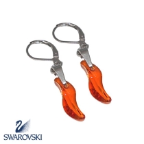Aros Llama Naranja de cristal Swarovski Genuino con brisura de acero quirúrgico Alt: 40mm incl. brisura