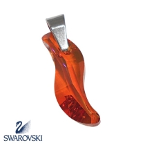 Dije Llama Naranja de cristal Swarovski Genuino con drop de acero quirúrgico Alt: 30mm incl. drop -OFERTA-