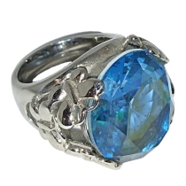 Anillo tramado con mariposas y piedra engarzada azul de acero quirúrgico