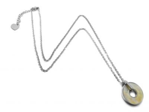 Cadena espejito con dije nacarado 50cm de acero quirúrgico -OFERTA-