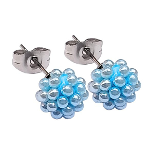 Aros microperlas celeste 8mm de acero quirúrgico