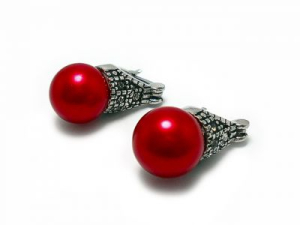 Aros lady di perla roja 8mm de acero quirúrgico PROMOCION