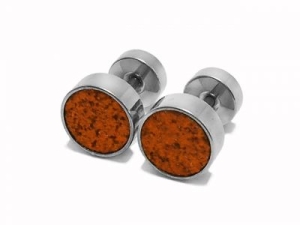 Aros tipo abridor circulo chico con brillantes naranja de acero quirúrgico -OFERTA-