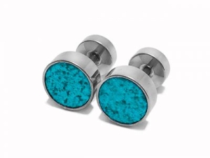 Aros circulo grande con brillantes celeste de acero quirurgico