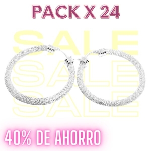 PACK de 24 pares de Aros argolla coreana 45mm de acero blanco