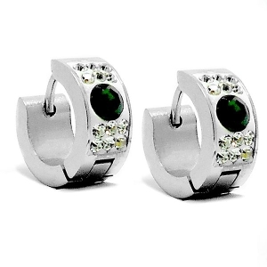 PACK x6 Aros cubanos con cubics blancos y verde de acero quirúrgico