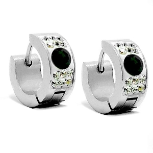 Aros cubanos con cubics blancos y negro de acero quirúrgico