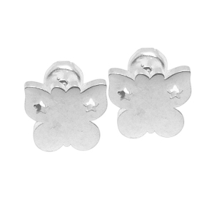 Aros tipo abridor Mariposa con estrellas caladas de acero blanco