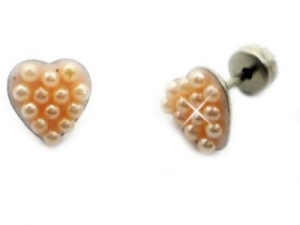 Abridores corazon con microperlas rosa de acero quirurgico