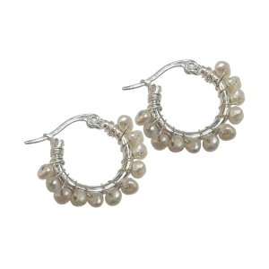 Aros Argolla con Perlas de Acero Blanco 20mm