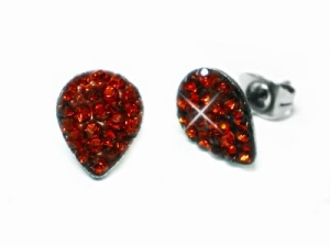  Aros gota con cubics rojo de acero quirurgico