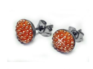 Aros circulo con microperlas ambar de acero quirurgico