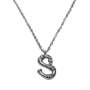 Conjunto Cadena espejito de 1mm x 40-45cm con letra tramada "S" de acero quirúrgico