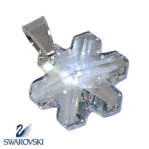 Dije Copo de Nieve de cristal Swarovski Genuino con drop de acero quirúrgico Alt: 22mm incl. drop