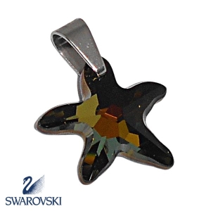 Dije Estrella de Mar Tornasolado de cristal Swarovski Genuino con drop de acero quirúrgico Alt: 29mm incl. drop