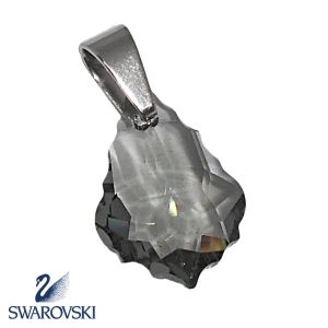 Dije Gota Gris de cristal Swarovski Genuino con drop de acero quirúrgico Alt: 28mm incl. drop