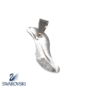 Dije Llama Transparente de cristal Swarovski Genuino con drop de acero quirúrgico Alt: 30mm incl. drop