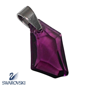Dije Piedra Violeta de cristal Swarovski Genuino con drop de acero quirúrgico Alt: 29mm incl. drop
