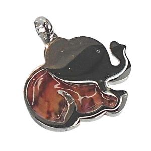 Dije Elefante con nácar de de acero quirúrgico Alt: 45mm incl. argolla