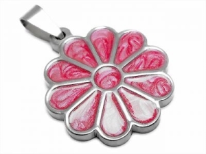 Dije flor esmaltada fucsia de acero quirúrgico