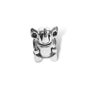 Dije elefante pasante estilo pandora de acero blanco Alt. 15mm