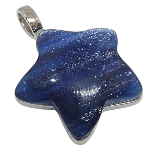 Dije Estrella Piedra Azul de Acero Quirúrgico Alt: 36mm