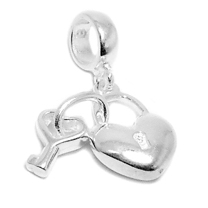 Dije de Plata corazón candado y llave