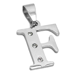 Dije Inicial con cubic de acero quirúrgico F