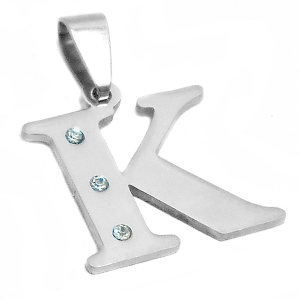 Inicial con cubic "Cristina" K de acero quirúrgico