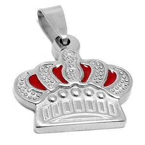 Dije corona tramada y esmaltada roja de acero quirúrgico