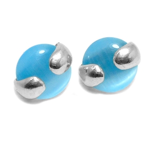 Aros de Plata nácar celeste 10mm