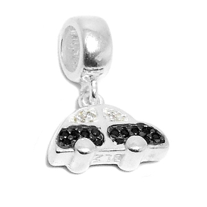 Dije de Plata auto con cubics blancos y negros