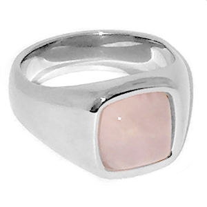 Anillo con piedra rosa cuadrada de acero quirúrgico