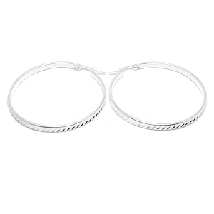 PACK de 6 pares de Aros argolla tramada 48mm de acero blanco