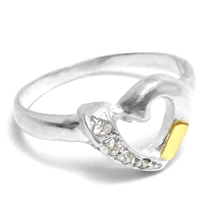 Anillo de Plata con duble corazón con cubics