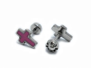 Abridores cruz esmaltados rosa de acero quirúrgico